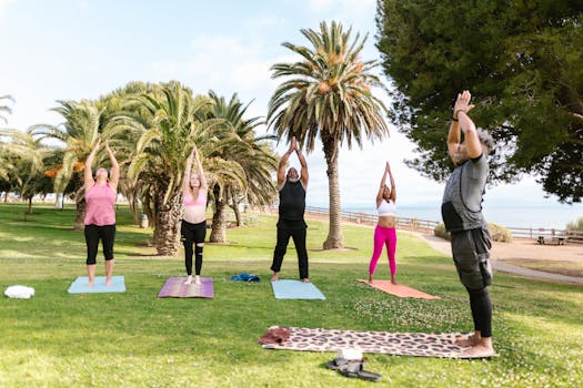 person practicing yoga in a park