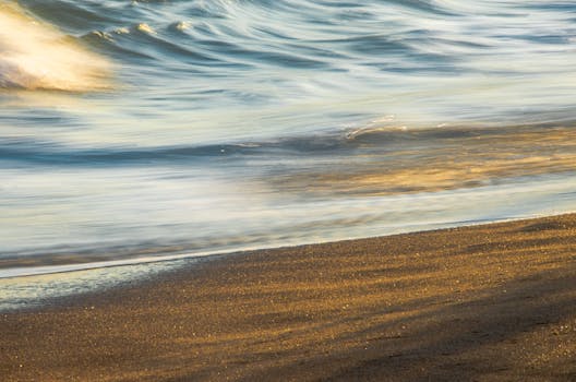 calm beach at sunset