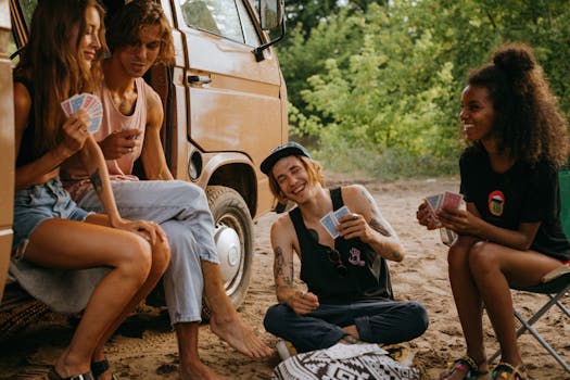 A group of friends enjoying a camping trip