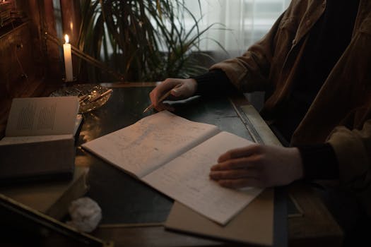 a person journaling in a cozy corner