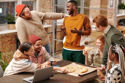 group of friends sharing stories