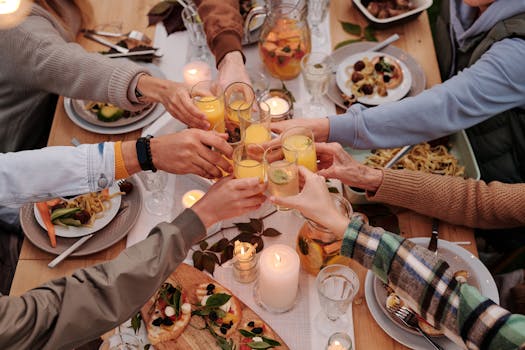 a group of friends enjoying a quiet dinner together