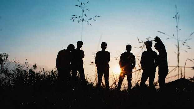 group of friends enjoying a quiet evening