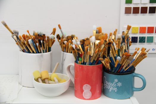 art supplies on a table